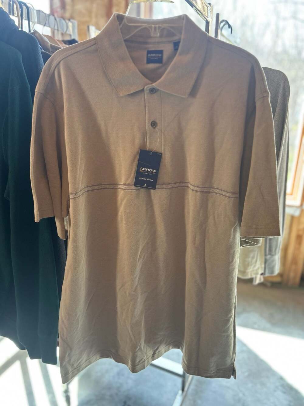 Arrow USA 1851 Office Pique Men's Short Sleeve Polo Shirt XL Tan
